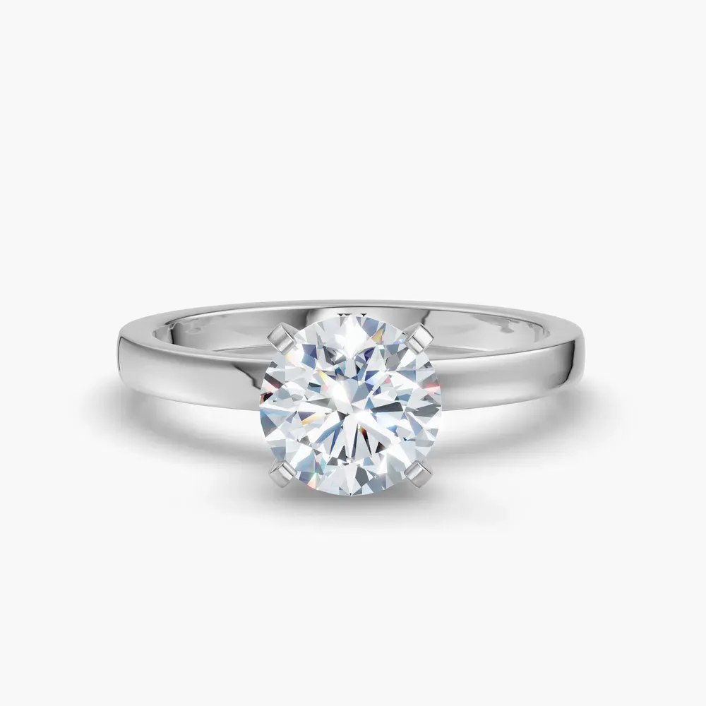 Certified 1 carat Lab Grown Diamond Round Cut Solitaire, Classic, Simple Engagement Ring in 14K White Gold-Ocea